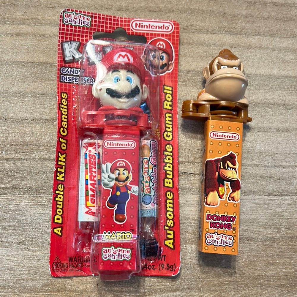 Vintage Nintendo au’some Super Mario & Donkey Kong Klik Candy Dispensers w/Candy